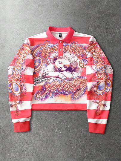 Street Life sweat-shirt ample à manches longues, imprimé et rayé, décontracté pour homme