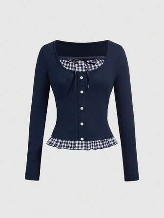 Kawaii Vintage Sweet 2 In 1 Long Sleeve Women T-Shirt