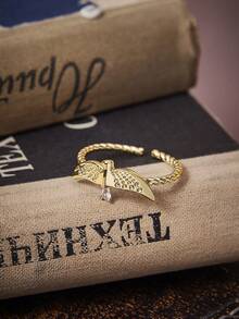 HARRY POTTER X SHEIN Anillo ajustable con diseño de pájaro dorado delicado y compacto - Dorado - Ver 4