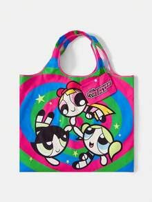 THE POWERPUFF GIRLS X SHEIN 1件装，爱心飞行女警背心包，可折叠手提包，适合女性 - 多色12 - 查看 3