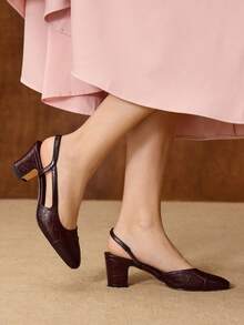 MOTF WOMEN'S EUROPEAN AND AMERICAN NEW COMFORTABLE AND SIMPLE SPLICING WITH HIGH HEELS - Burgundy - View 7