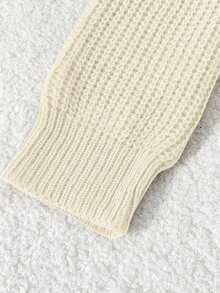 Franclia Casual Solid Color Drop Shoulder Sweater, Autumn/Winter - Beige - View 5