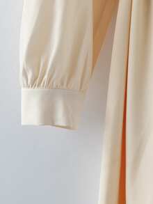 GlowEve CURVE Plus Size Apricot Minimalist Dress With Waist Belt - Apricot - View 5