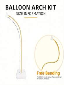 Balloon Arch Stand Kit, 5ft/8.2ft Free Bending Soft Balloon Flower Backdrop Stands Set With Water Base For Birthday Party Decorations Wedding Graduation Balloons Decor - Gold - View 5