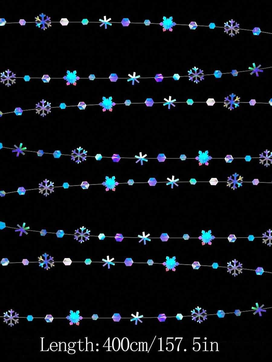 1件/3件装 - 冬日仙境雪花装饰，彩色雪花花环 - 闪亮全息纸雪花丝带，适用于彩色派对装饰、冰雪奇缘主题圣诞装饰、生日派对、婚礼、新娘送礼会、圣诞节和情人节。 - 彩色 - 查看 1