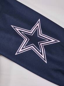 SHEIN ChillGRL Bộ 2 áo hoodie cổ chữ V in chữ và quần túi hộp thường ngày cho bé gái tuổi teen - Màu xanh hải quân - Xem 3