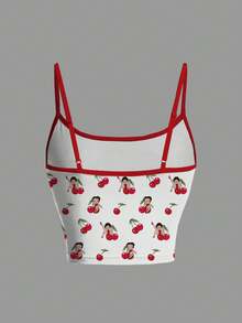 Betty Boop x SHEIN 女士卡通人物图案休闲时尚吊带背心 - 白色 - 查看 2