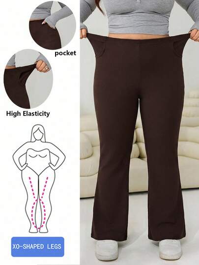 Solflare 加大码黑色喇叭裤，休闲百搭，适合秋冬季穿着