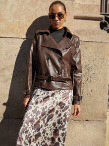 Maija Women's Elegant Fashionable Full-Print Skirt Animal Print Resort Wear Cow Print Maxi Skirt Long Skirt Printed Maxi Skirt - Brown - View 4