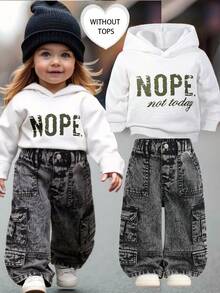 Quần cargo denim đen dáng rộng phong cách Y2K cho bé gái, thích hợp cho mùa thu, mùa đông, đi nghỉ mát, phong cách thập niên 2000, Giáng sinh, thời trang đường phố. - màu đen - Xem 1