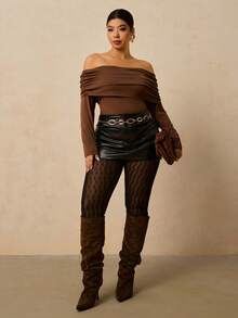SHEIN VCAY Quần legging ren sọc đen đa năng cỡ lớn, quần dài gợi cảm dành cho nữ - màu đen - Xem 7