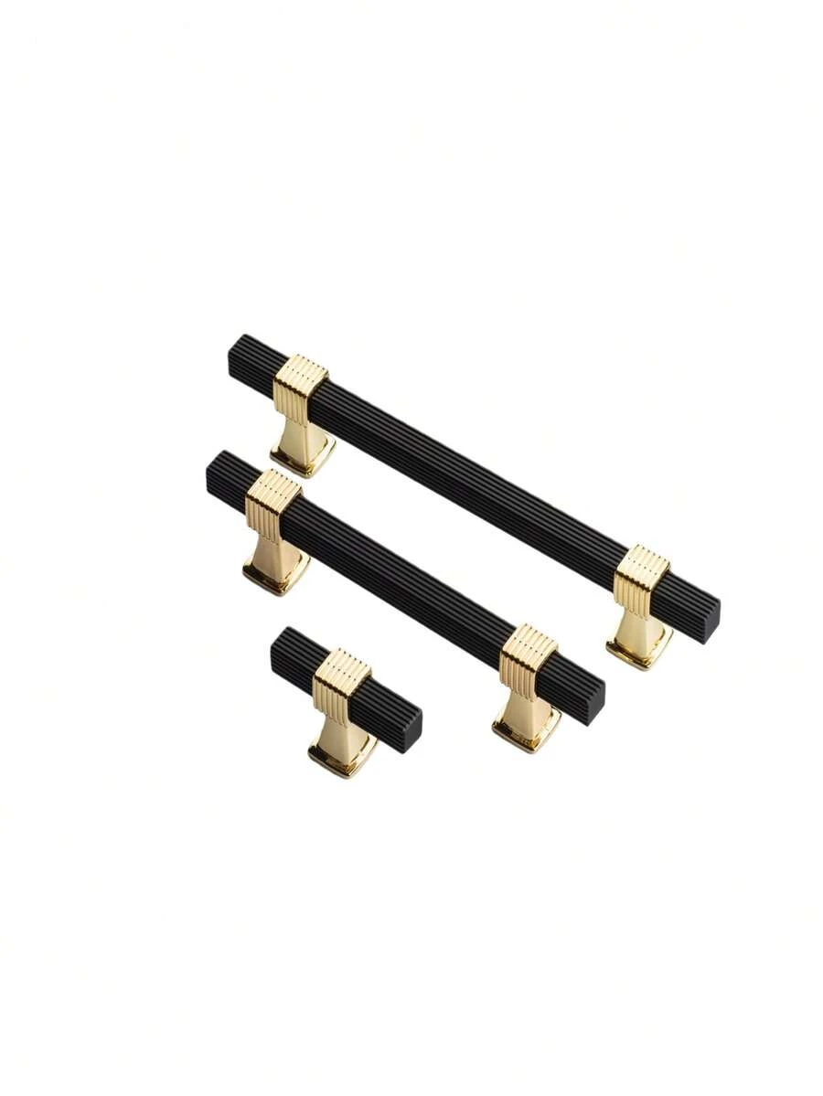 1PC/2Pcs Black/Golden Extend Aluminum Alloy Cabinet Door Handle, Modern Simple European Style Wardrobe Drawer Pull - Black - View 1