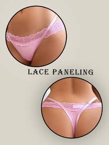 Fashion Lace-Trim Low-Waist Thong Panties