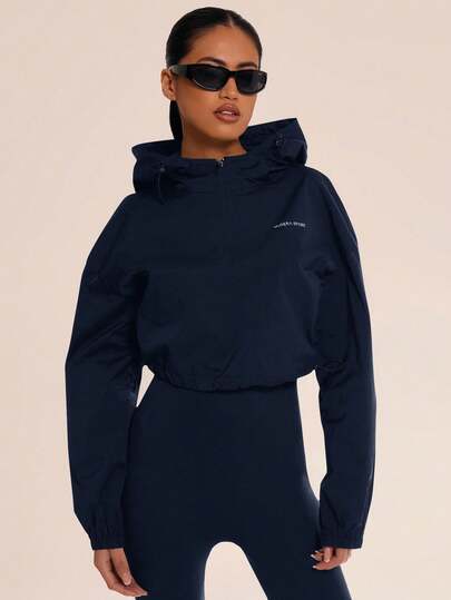 Musera Sport Women Hooded Cropped Nylon Zip Up Sports Jackets,Padel, Tennis, Pickleball Gym Fitness Fall Winter