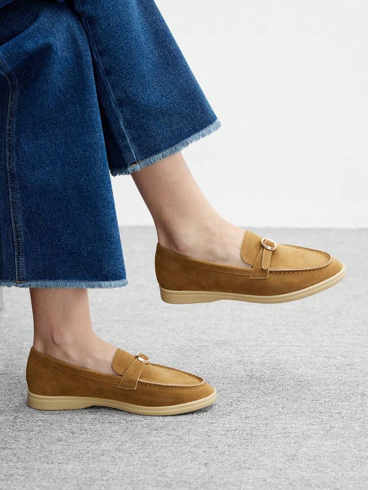 CUCCOO BIZCHIC Women's Buckle Design Casual Comfortable Slip-On Loafers For Daily Commute For Christmas