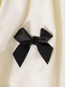 Teen Girls Elegant Style Pink Bow Sleeveless Camisole Mini Dress, Waist Cinched, Suitable For Vacation, Party, Daily Wear, Spring/Summer - Black - View 3