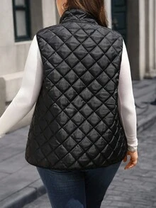 EMERY ROSE Áo khoác mùa đông cỡ lớn không tay có khóa kéo có thể đảo ngược - Màu xanh lam - Xem 3