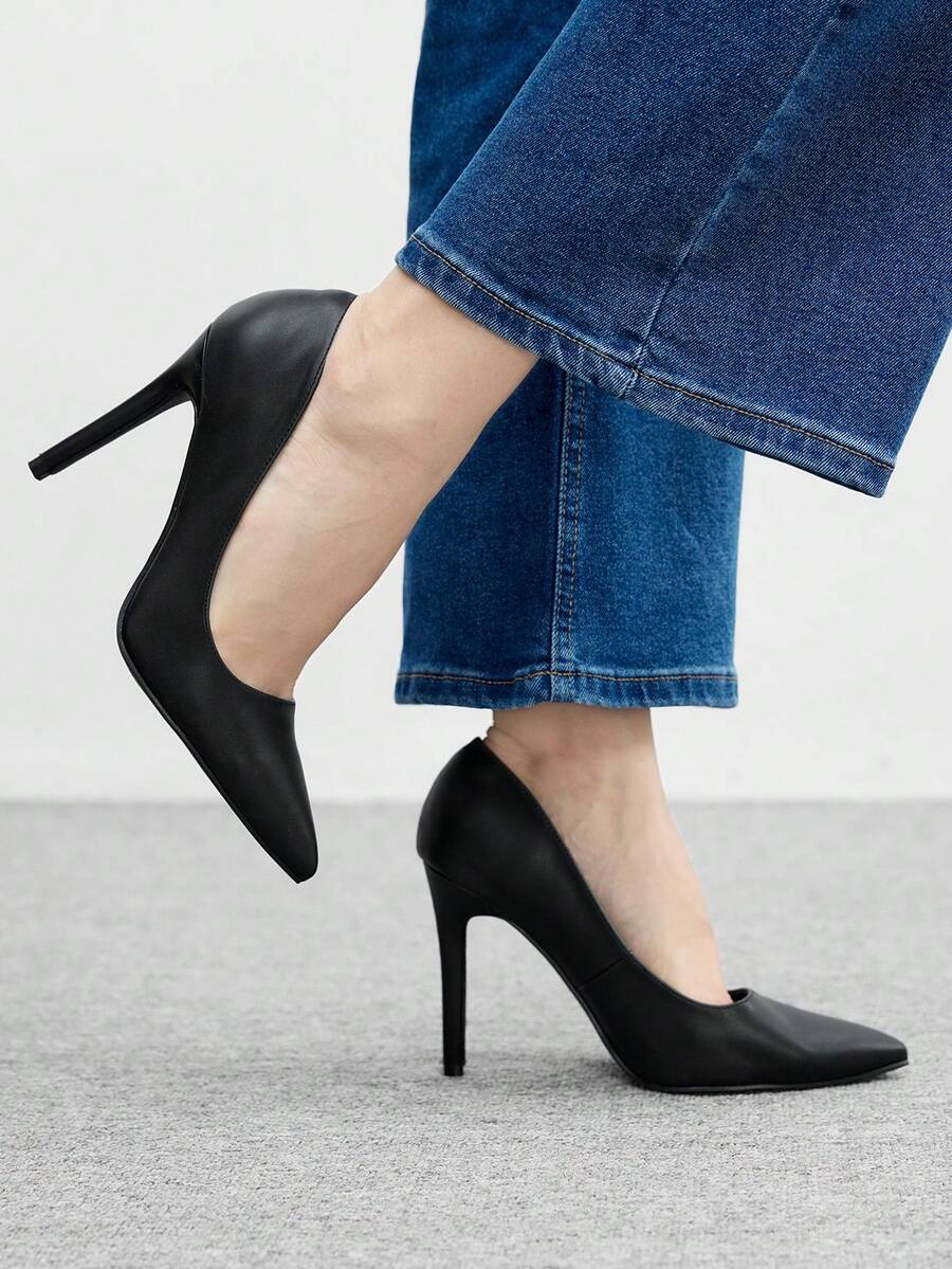 CUCCOO BIZCHIC Women's Fashionable Elegant Pointed Toe High Heels For Christmas - Black - View 1