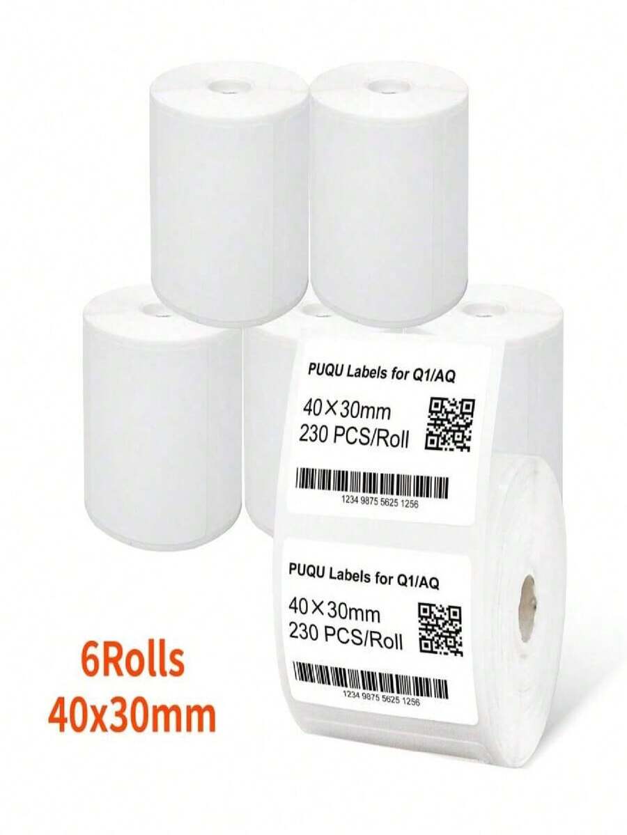 3张/6张热敏标签,30x20mm/40x30mm/50x80mm自粘通用标签带,兼容M110/M221/M220/M120/M200标签打印机,可替换标准覆膜办公标签。 - 白色 - 查看 1