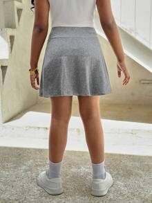 Sparklyn Tween Girl Casual Versatile Sports & Ballet Dance Academy Knit Athletic Skirt Athletic Skort Fall Winter - Grey - View 2