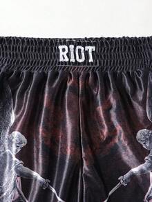 ROMWE MEN Street Life Quần short thể thao nam, quần short đấm bốc, quần short bóng rổ, mùa hè - màu đen - Xem 3