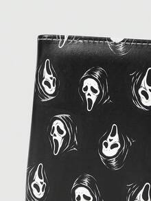 ROMWE Ví phong cách Gothic, hình giọt nước mắt đá quý pha lê hình cô gái Punk, ngôi sao, mặt trời, thanh kiếm, thiết kế sáng tạo hình ngôi sao năm cánh, ví đựng thẻ thời trang thường ngày - Trắng đen - Xem 4