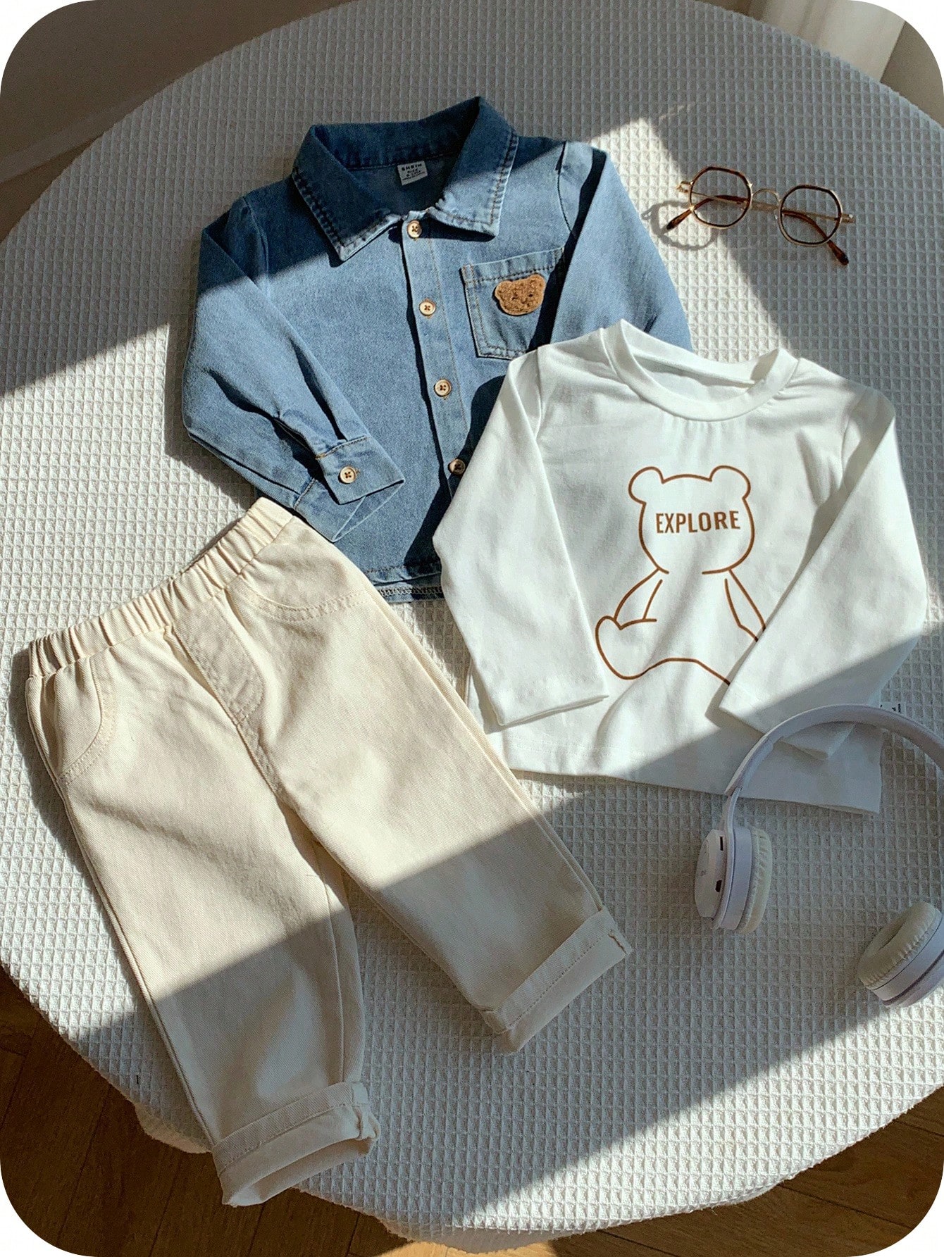 مجموعة ملابس أطفال صبيان 3 قطع: جاكيت جينز كاجوال...