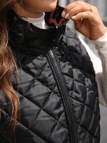 EMERY ROSE Chaleco/chaqueta casual reversible con cremallera y estampado de leopardo para mujer talla grande, para invierno - Multicolor - Ver 4