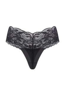 SHEIN 女士蕾丝丁字裤性感内衣 - 黑色 - 查看 4