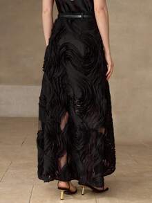 MOTF PREMIUM WOMEN'S TEXTURED DESIGN LONG SKIRT, AUTUMN/WINTER - Black - View 7