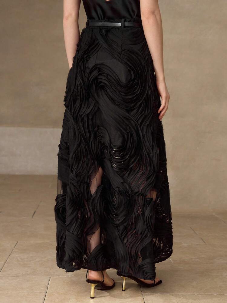 WOMEN'S TEXTURED DESIGN LONG SKIRT, AUTUMN/WINTER