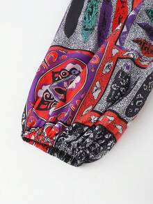 SHEIN Franclia Women's Casual Print Loose Deep V-Neck Long Sleeve Dress Boho Dress Women