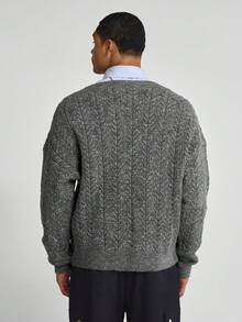 Musero Extreme V Neck Long Sleeve Oversized Drop Shoulder Knit Jumper Sweater Winter Essentials Knitwear - Dark Green - View 4