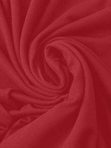 SHEIN LUNE Women's Plus Size Casual Solid Color Crew Neck Long Sleeve Knit T-Shirt, Autumn/Winter - Red - View 5