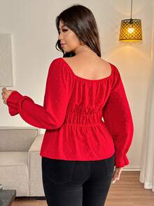 Vionelle Camisa de talla grande con rayas vintage en color marrón - Rojo - Ver 2