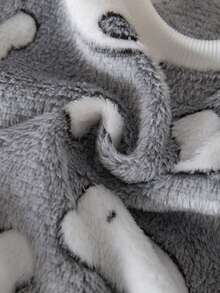 SHEIN 2pcs Baby Boy Toddler Newborn 0-3Y Casual Everyday Outfits Cute Plush Flannel Bear Print Crew Neck Long Sleeve Sweatshirt And Pants Set, Autumn/Winter - Light Grey - View 3