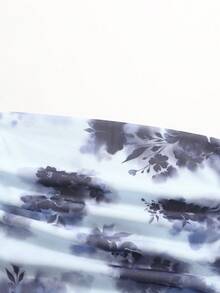 SHEIN Tween Girls Asymmetric Shoulder Design Knit Printed Casual Fashionable Matching Family Tops - Blue - View 6