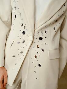 ZEYLAH Blazer ajustado con adornos de strass, primavera/verano - Beis - Ver 2