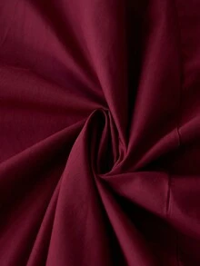 Aveloria Modichic Simple And Comfortable, A Solid Color Fitted And Fashionable Casual Dress That Is Versatile For All Occasions And Has Loose Long Sleeves With A Wide Hem And A Turned-Down Collar And Button Fastening. - Burgundy - View 6