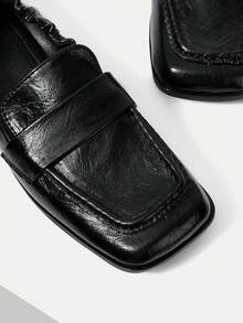 Mnmlis 女士方头褶裥休闲乐福鞋