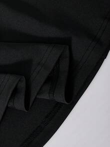 SHEIN 少女优雅提花V领金属纽扣装饰长袖修身针织连衣裙，休闲户外派对连衣裙，春秋季 - 杏色 - 查看 7