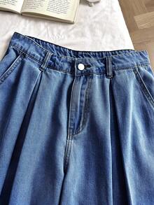 Comfortcana Women's Casual Denim Camisole Top With Ruffle Hem And Denim Pants Set, Summer - Blue - View 6