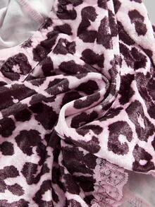 ROMWE J-Fashion Y2K豹纹蕾丝拼接蝴蝶结装饰性感女式上衣 - 彩色 - 查看 4