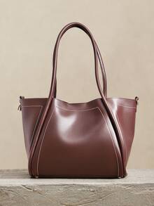 SHECARRY BOLSO DE HOMBRO PARA MUJER DE GRAN CAPACIDAD Y USO CASUAL PARA IR AL TRABAJO - Café integral - Ver 2