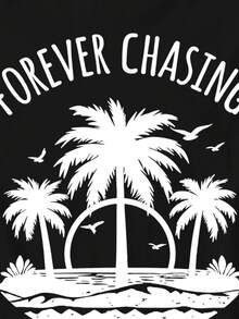 Manfinity RSRT Plus Size Men's Tropical Print Casual Vacation Tank Top - Black - View 3