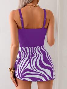 Swim Lushoire Bộ đồ bơi một mảnh họa tiết ngựa vằn đi biển dành cho nữ mùa hè 2025 - Màu tím - Xem 2