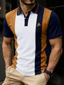 Manfinity Mode 男士撞色休闲短袖Polo衫 - 彩色 - 查看 1