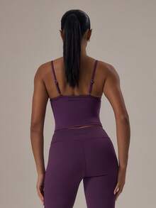 Musera Sport Sport Slinky Figurbetontes Cami Weste Co-Ord Oberteil nur Winter Aktiv Sport Gym Lässig Workout Lounge Padel Fitness - Violett - Übersicht 4