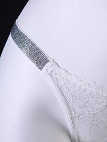 2pcs/Set Lace Charming Romantic Silver Ribbon Women's Lingerie Set - White - View 6