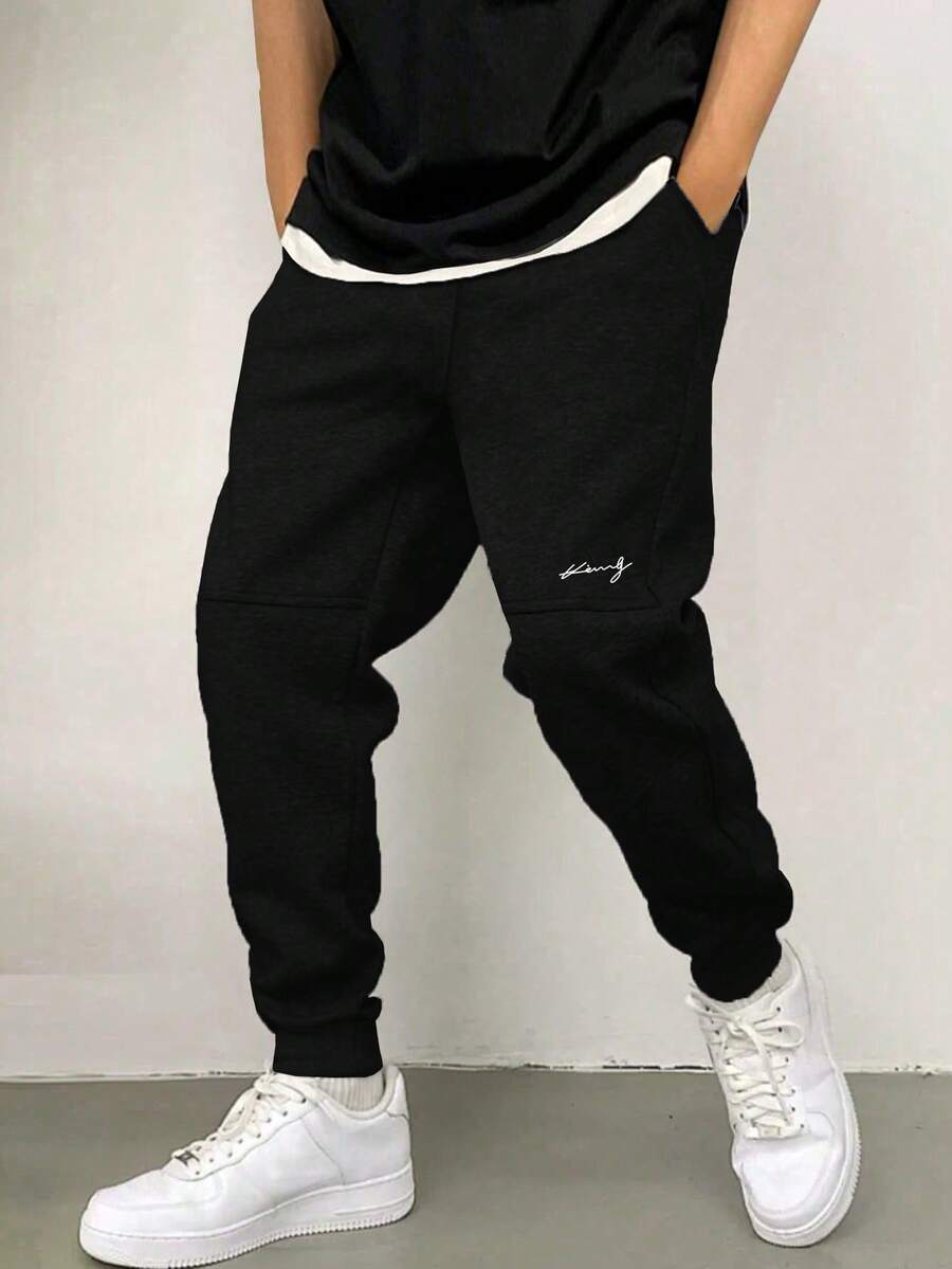 Mirajuku 男士及青少年男孩休闲针织裤，裤脚收口，简约开衩设计，舒适面料，百搭颜色，适合上学及日常穿着，秋冬季款